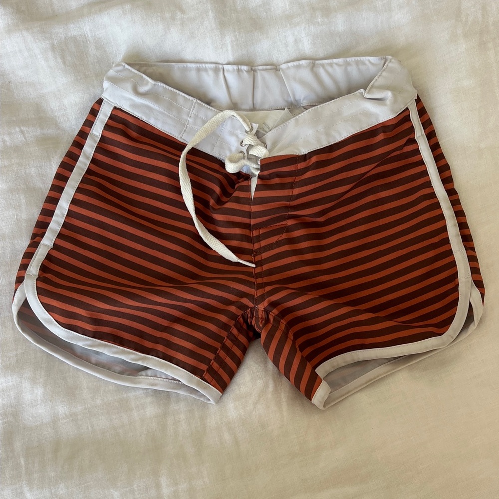 Acacia Swimwear Kids Brown and Black Striped Swim Trunks